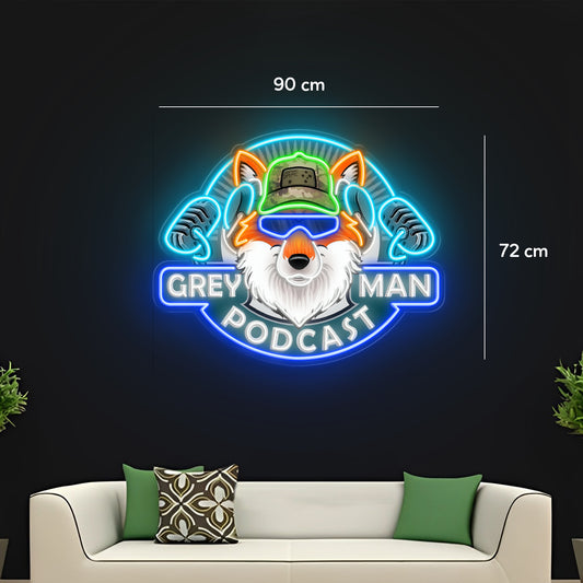 GREY PODCAST MAN | LED Neon Sign