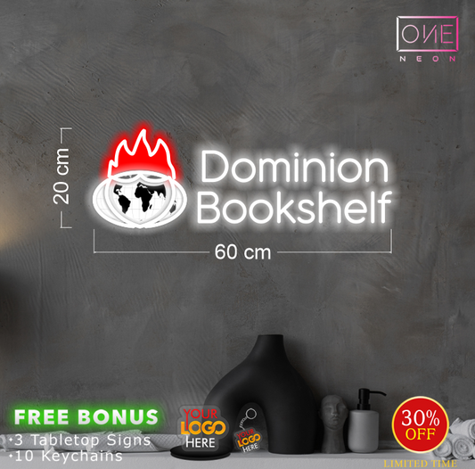 Dominion Bookshelf | LED Neon Sign