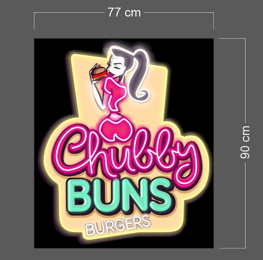 Chubby BUNS Burgers (2 signs) | LED Neon Sign