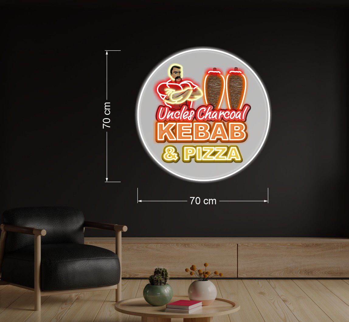Kebab & pizza open + Uncle Charcoal kebab & pizza (2 signs) | LED Neon Sign