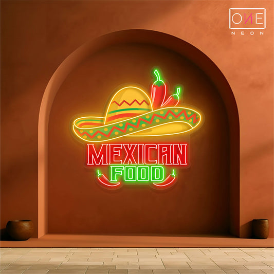 Panneau néon à LED représentant une œuvre d'art culinaire mexicaine
