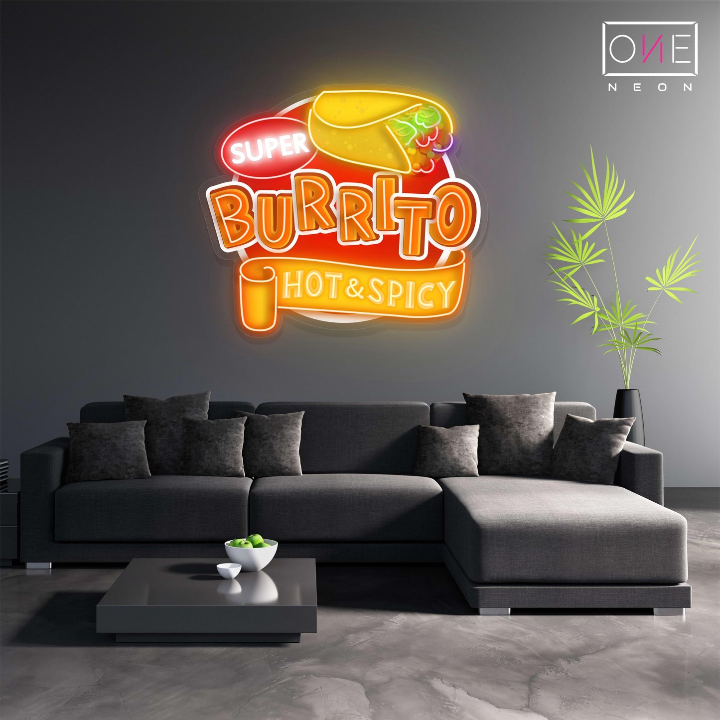 Panneau néon à LED Super Burrito Hot Spicy Artwork