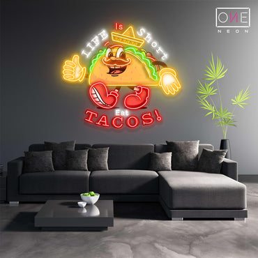 La vie est courte, mange des tacos, enseigne au néon à LED