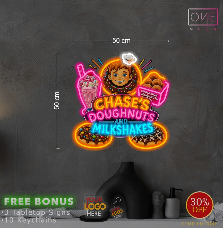 Leena's Souvlaki Wraps & Chase's Doughnut's and Milkshake | LED Neon Sign (2 signs)