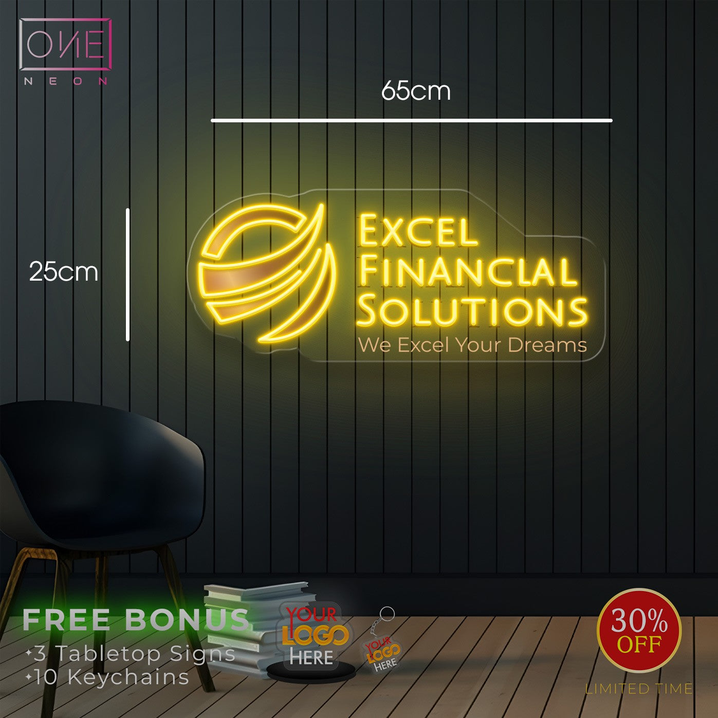 EXCEL FINANCIAL SOLUTIONS + LIFE INSURANCE 4U | LED Neon Sign (2 signs)