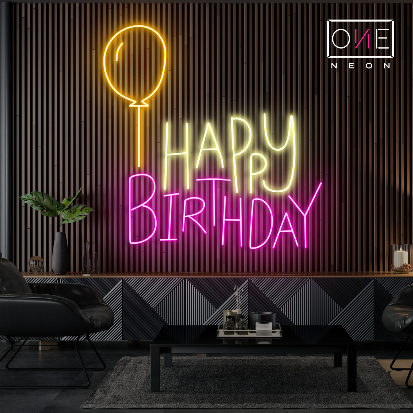 Balloon Happy Birthday Led Neon Sign