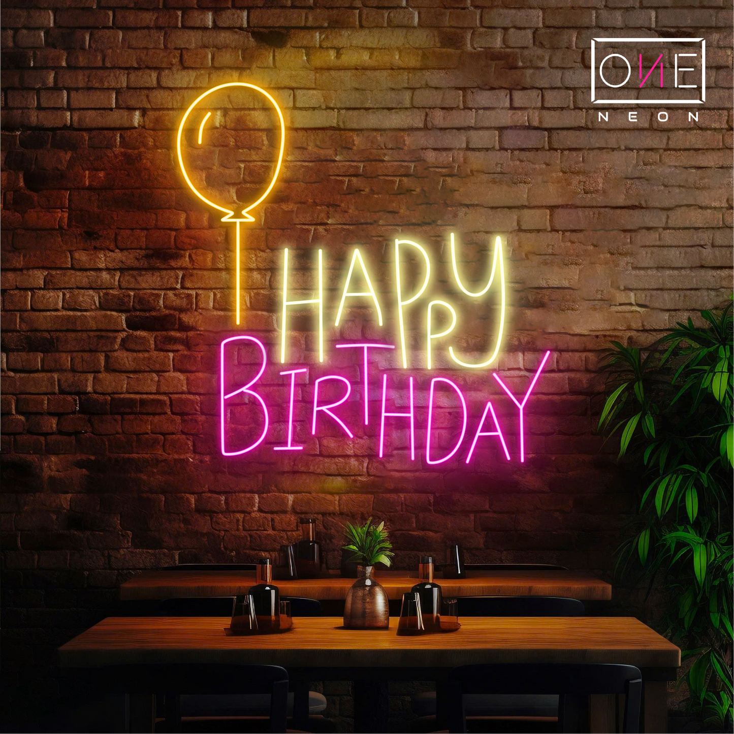 Balloon Happy Birthday Led Neon Sign