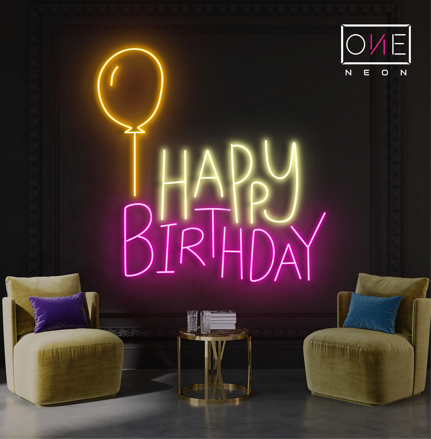Balloon Happy Birthday Led Neon Sign