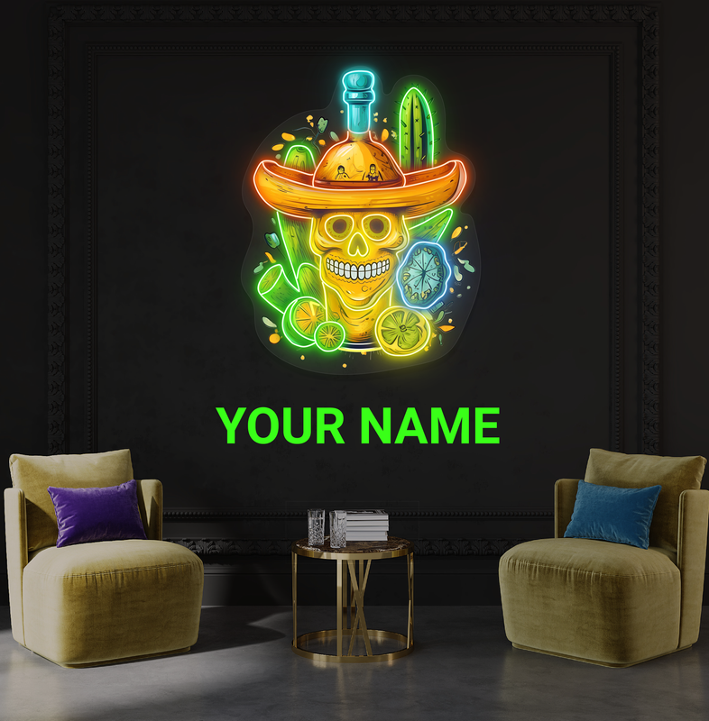 Mexican Skull Tequila Artwork Led Neon Sign