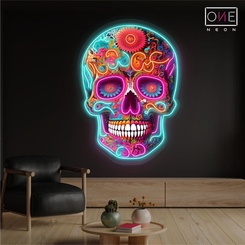 Sugar Skull Vibes Artwork Led Neon Sign