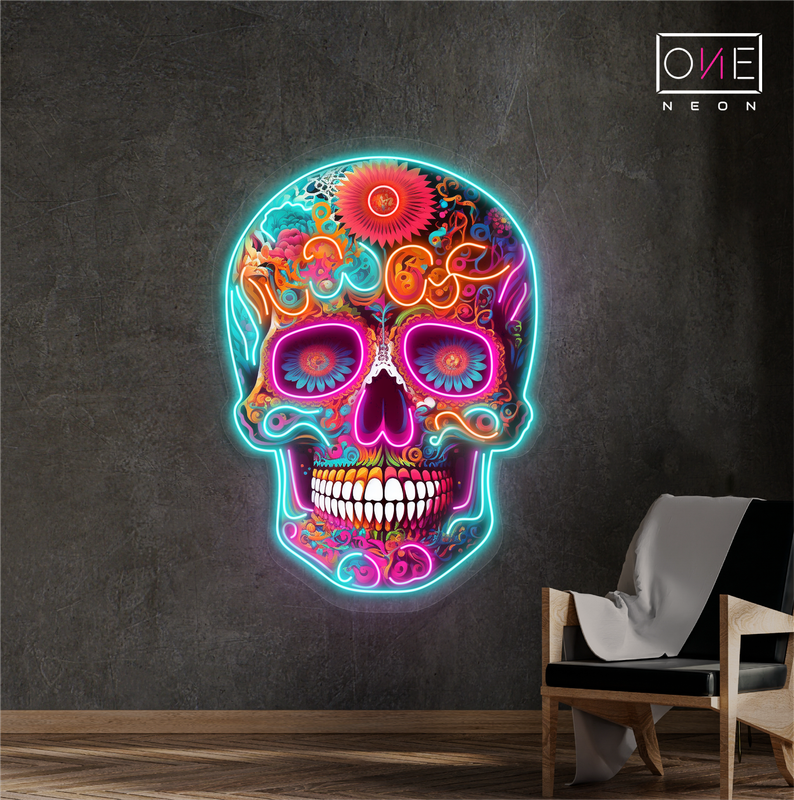 Sugar Skull Vibes Artwork Led Neon Sign