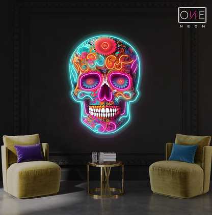 Sugar Skull Vibes Artwork Led Neon Sign