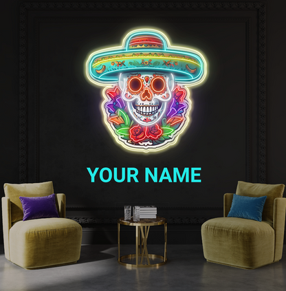 Flower Calavera Skull Artwork Led Neon Sign