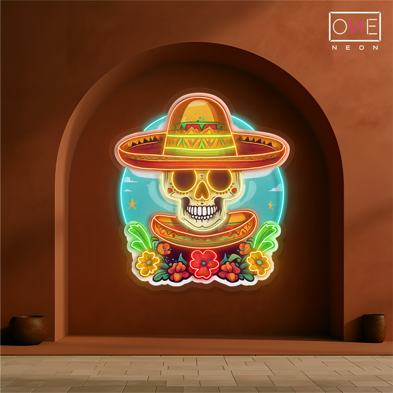 Sombrero Skull Artwork Led Neon Sign