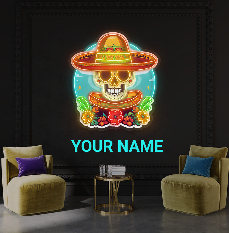 Sombrero Skull Artwork Led Neon Sign