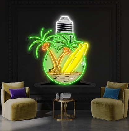 Island in a Bulb Artwork Led Neon Sign