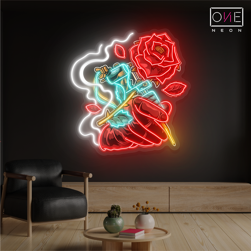 Enseigne au néon LED Tattoo Rose Artwork 