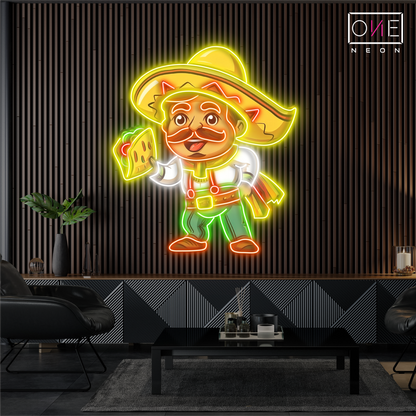 Taco Guy Artwork Led Neon Sign