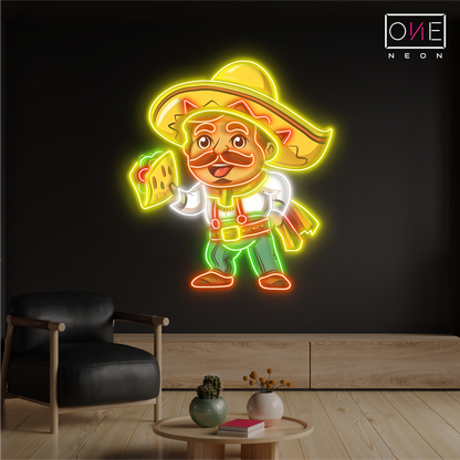 Taco Guy Artwork Led Neon Sign