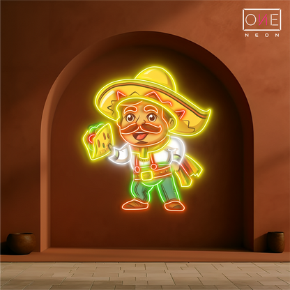 Taco Guy Artwork Led Neon Sign