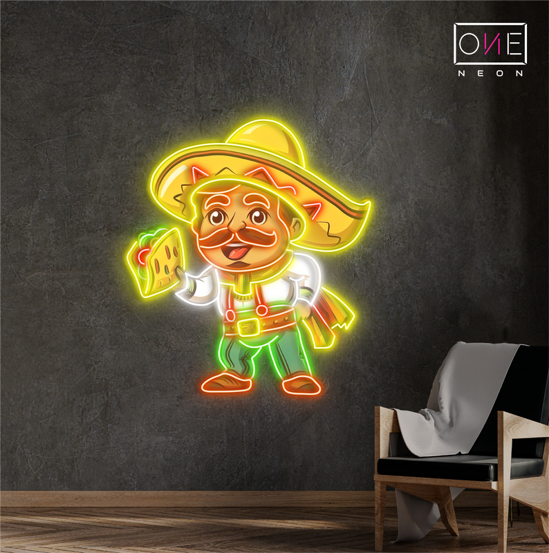 Taco Guy Artwork Led Neon Sign