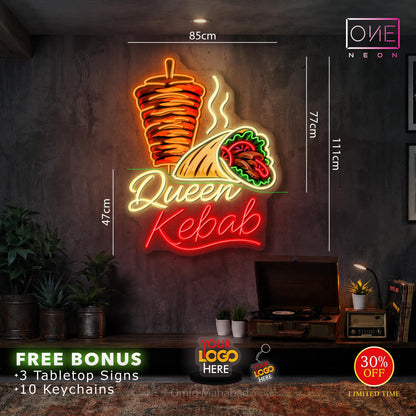 Queen kebab+milky cake+ Baklava ( 3 signs) | LED Neon Sign