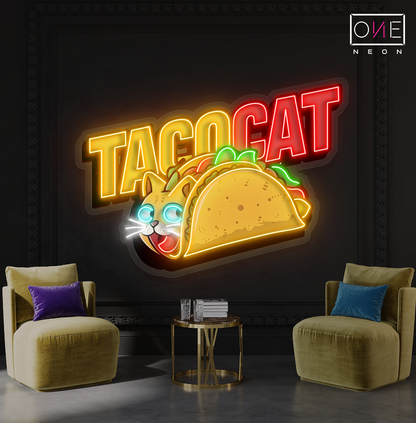 Taco Cat Artwork Led Neon Sign