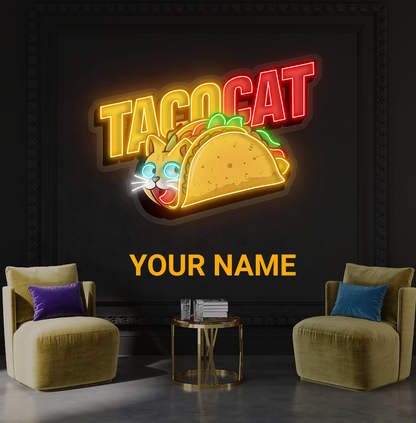 Taco Cat Artwork Led Neon Sign