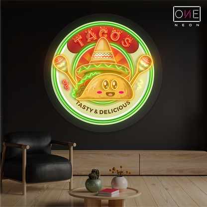 Tacos Tasty & Delicious Artwork Led Neon Sign