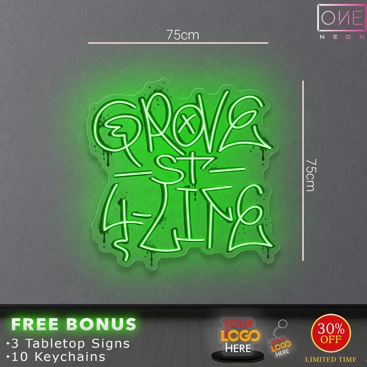 GROVE ST 4 LIFE + custom imgae | LED Neon Sign (2 signs)