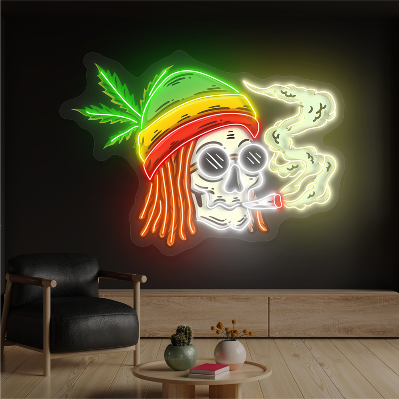 Jamaican Vibe Skull Artwork Led Neon Sign