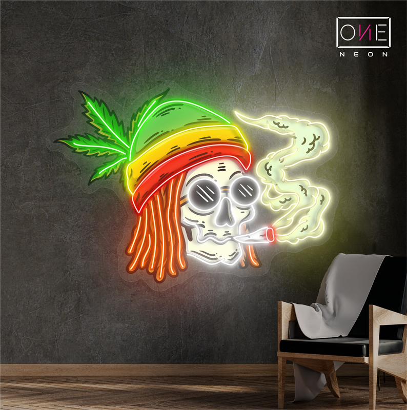 Jamaican Vibe Skull Artwork Led Neon Sign