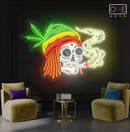 Jamaican Vibe Skull Artwork Led Neon Sign