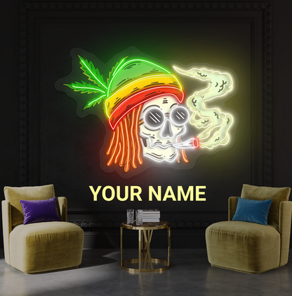 Jamaican Vibe Skull Artwork Led Neon Sign