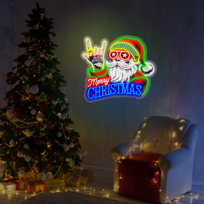 Rockin’ Santa Merry Christmas LED Neon Sign