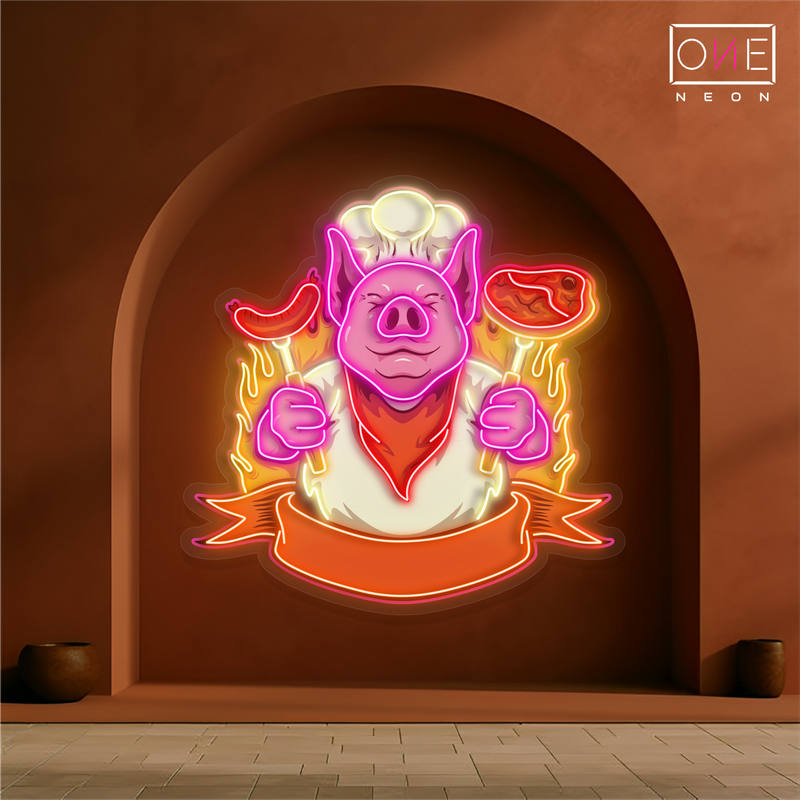 Chef Pig BBQ Artwork Led Neon Sign