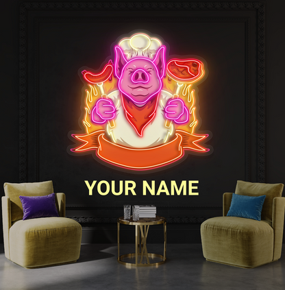 Chef Pig BBQ Artwork Led Neon Sign