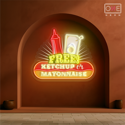 Free Ketchup Or Mayonnaise Artwork Led Neon Sign