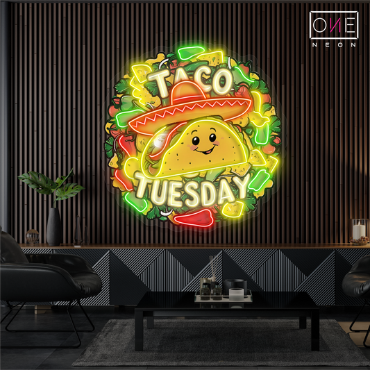 Panneau néon à LED Tacos Tuesday Artwork 