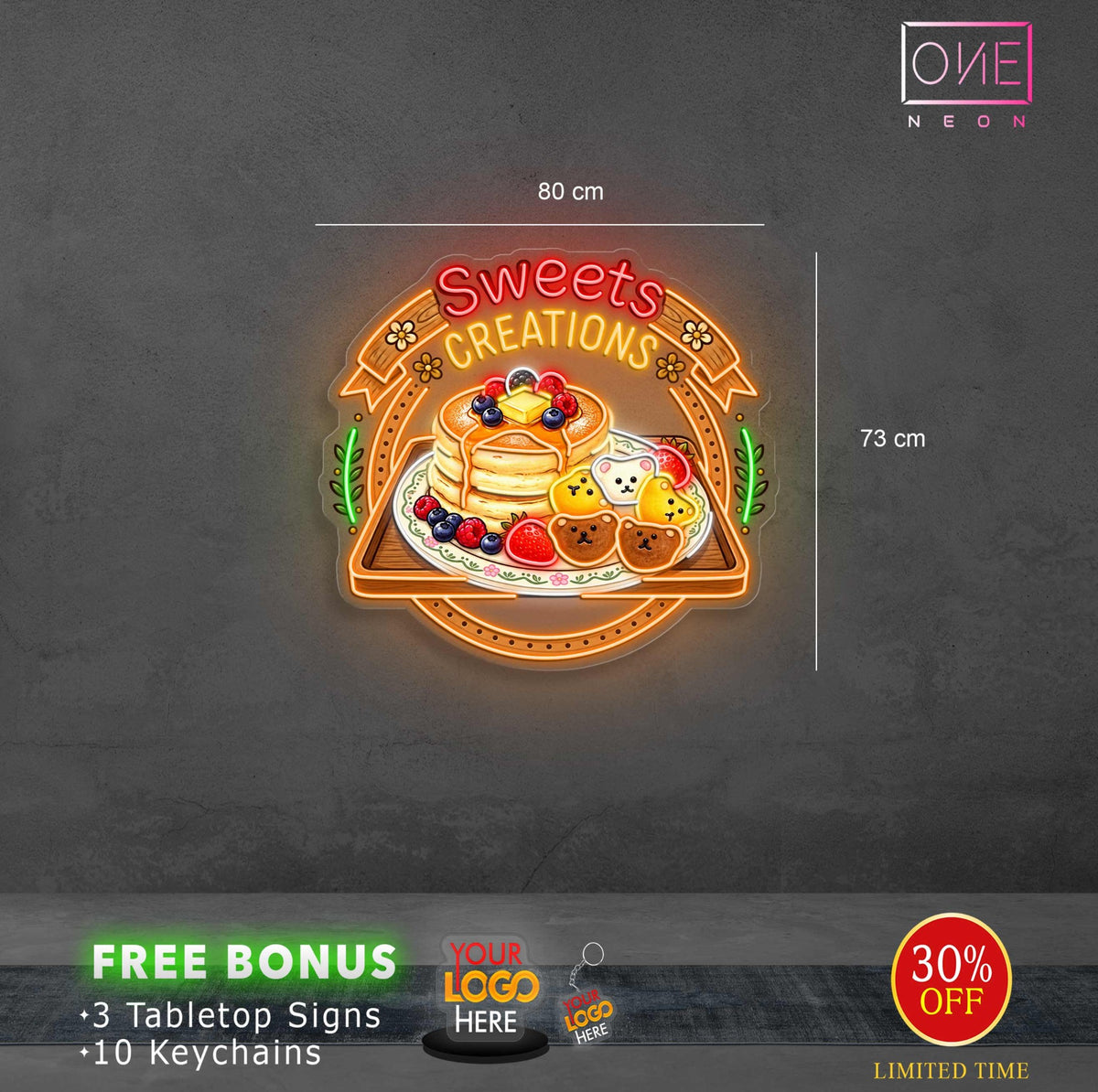 Sweets Creations | LED Neon Sign (outdoor use)