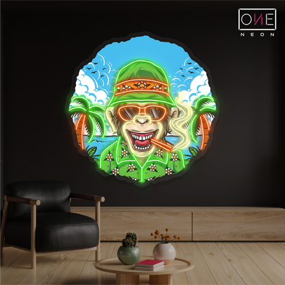 Enseigne au néon à LED avec motif de singe tropical