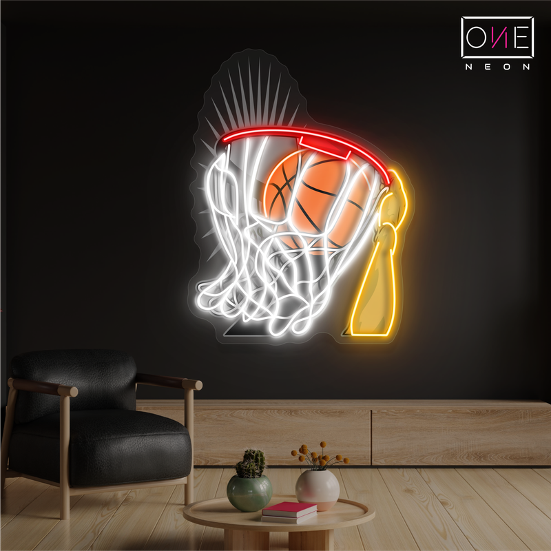 Slam Dunk Glory - Enseigne au néon à LED représentant un dessin de basket-ball 