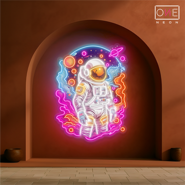 Panneau néon à LED avec illustration de Stellar Adventurer 