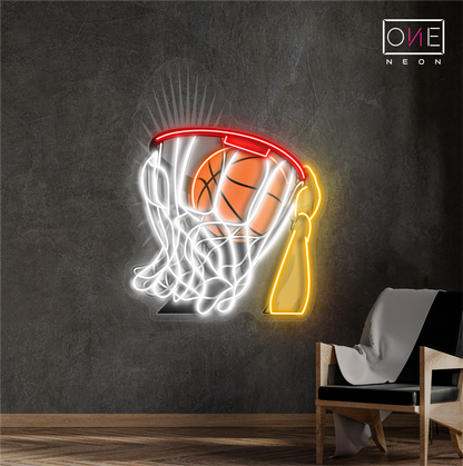 Slam Dunk Glory - Enseigne au néon à LED représentant un dessin de basket-ball 