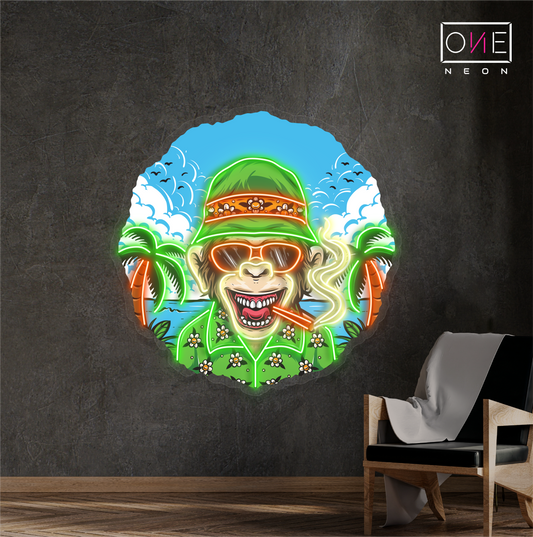 Tropical Monkey Vibes Artwork Led Neon Sign