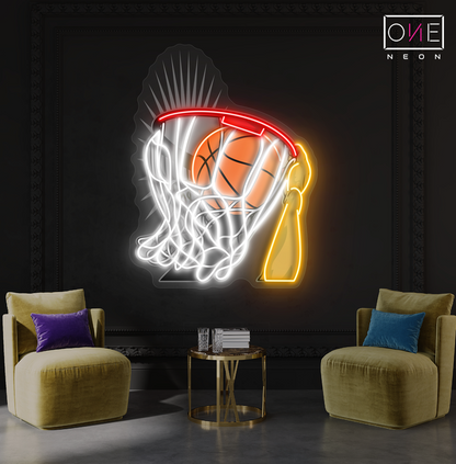 Slam Dunk Glory - Enseigne au néon à LED représentant un dessin de basket-ball 