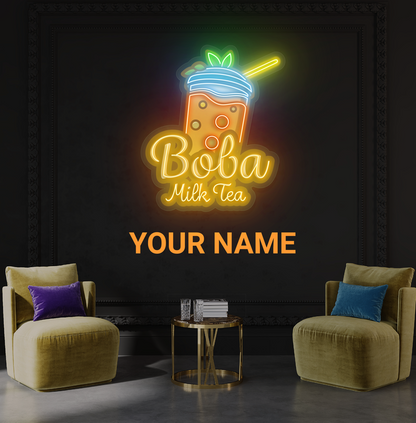 Boba Milk Tea  Artwork Led Neon Sign