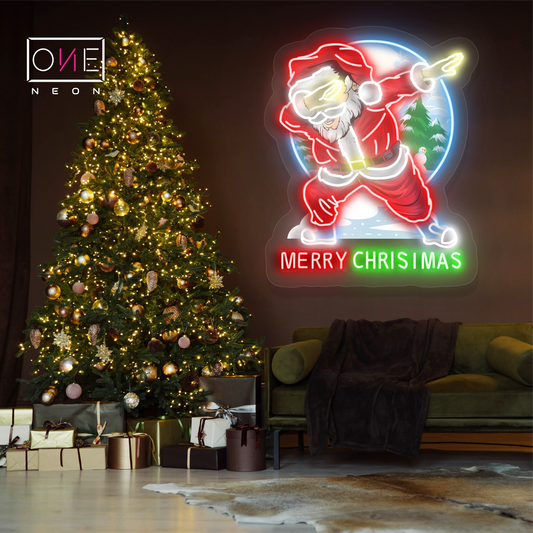 Dabbing Santa Cheer Artwork Led Neon Sign