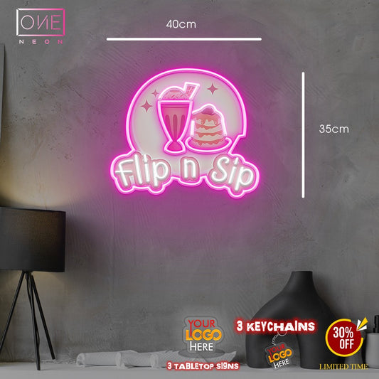 Flip N Sip | LED Neon Sign (outdoor use)