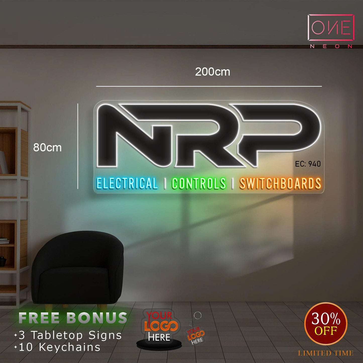 NRP logo | LED Neon Sign (2 signs outdoor + 2 signs indoor)